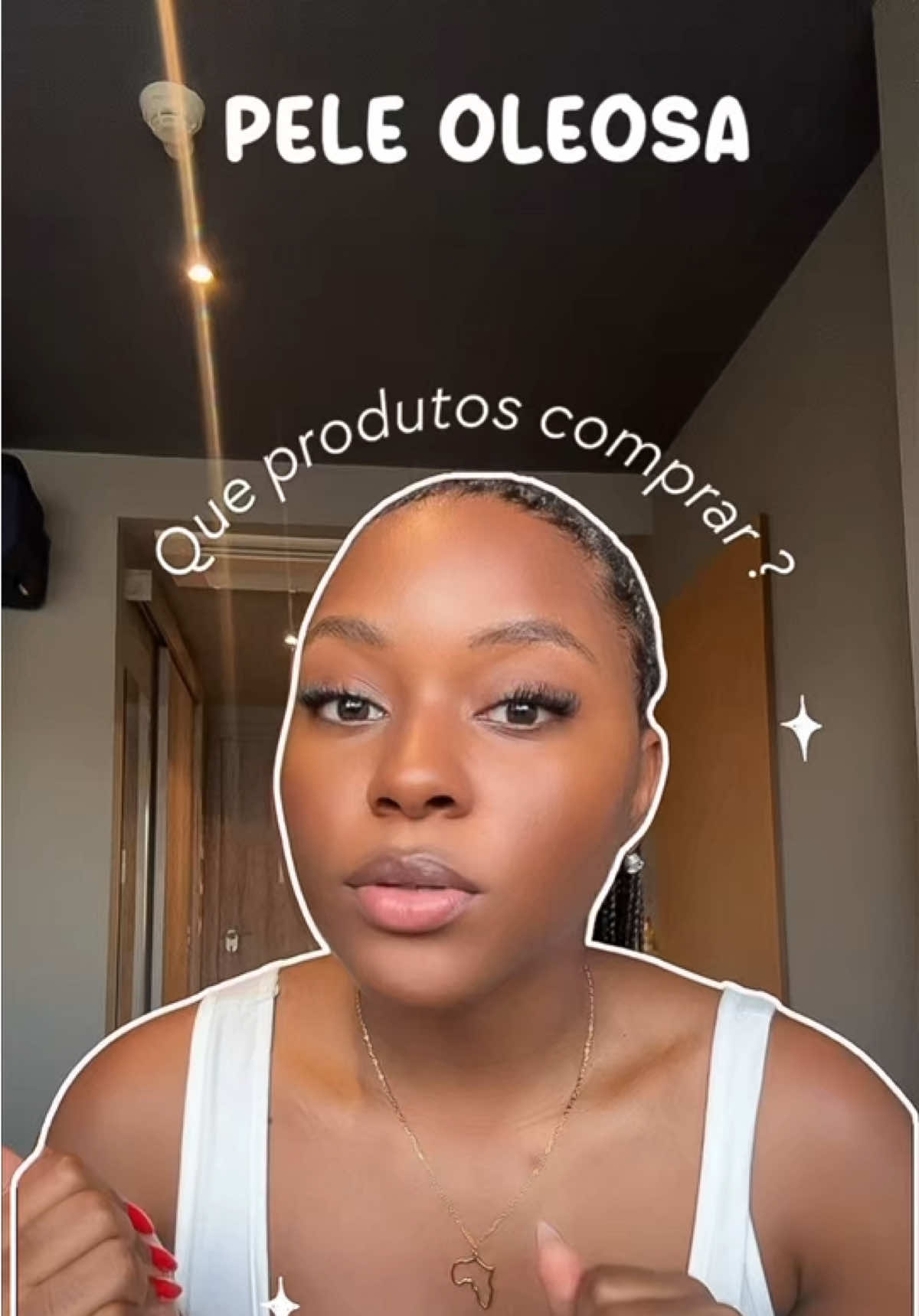 Cover frame from Sheila Chipupa’s oily-skin product guide video on TikTok